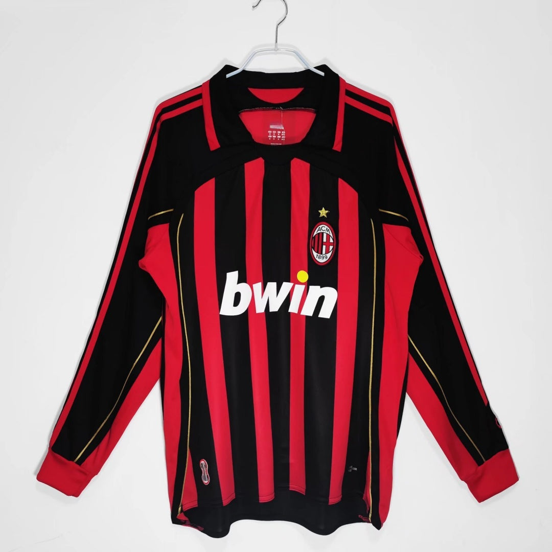 2006-2007 Maillot AC Milan Domicile Rétro Manches Longues
