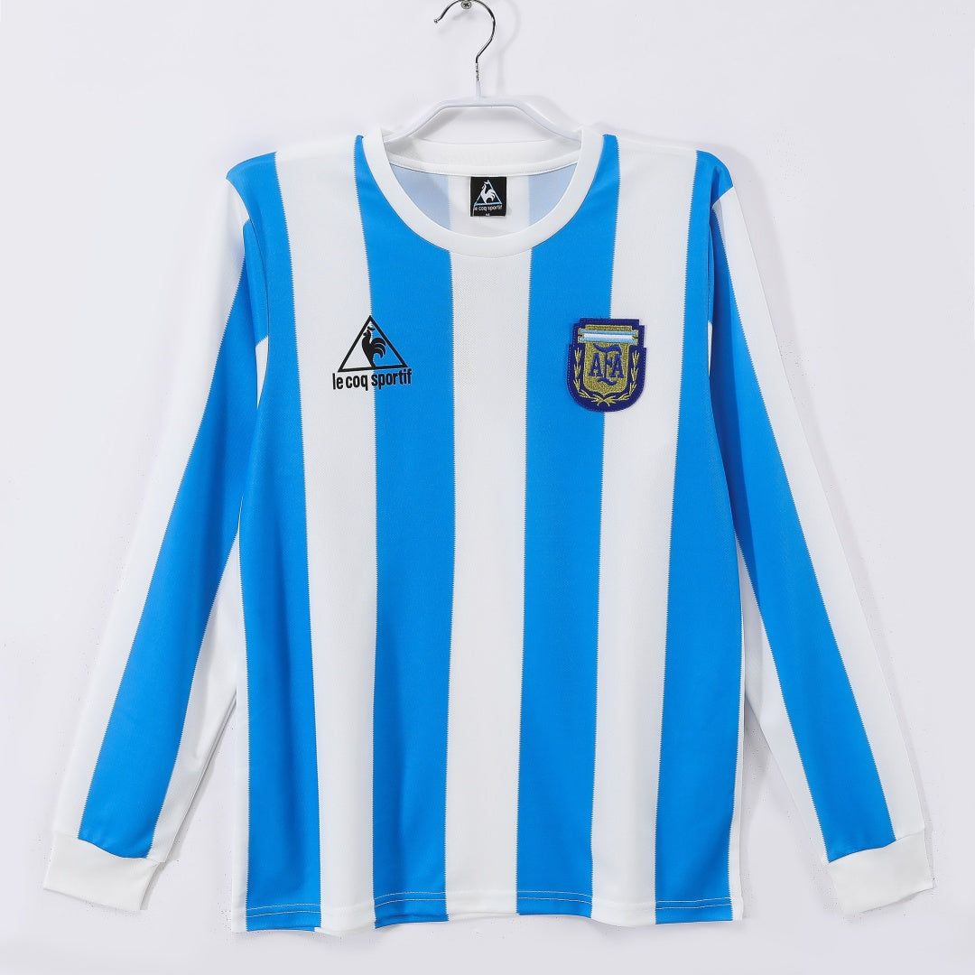 1986 Maillot Argentine Domicile Rétro Manches Longues