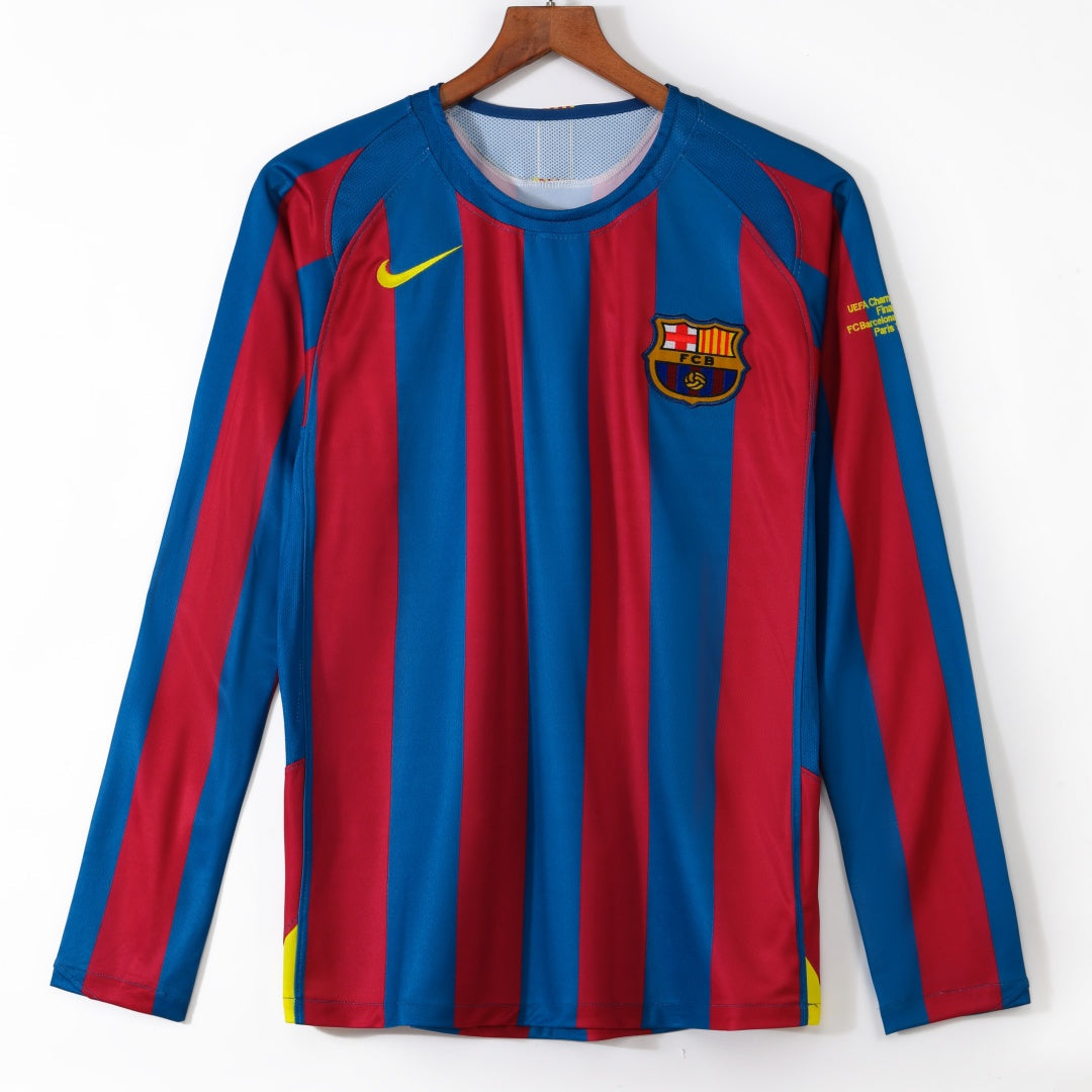 2005-2006 Maillot Barcelone Domicile Rétro Manches Longues