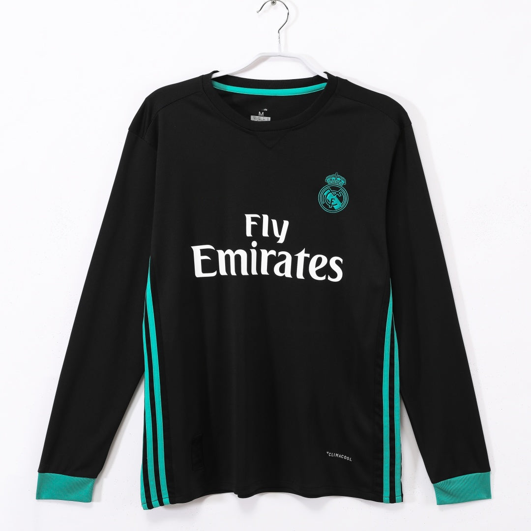 2017-2018 Maillot Retro Real Madrid Extérieur Manches Longues