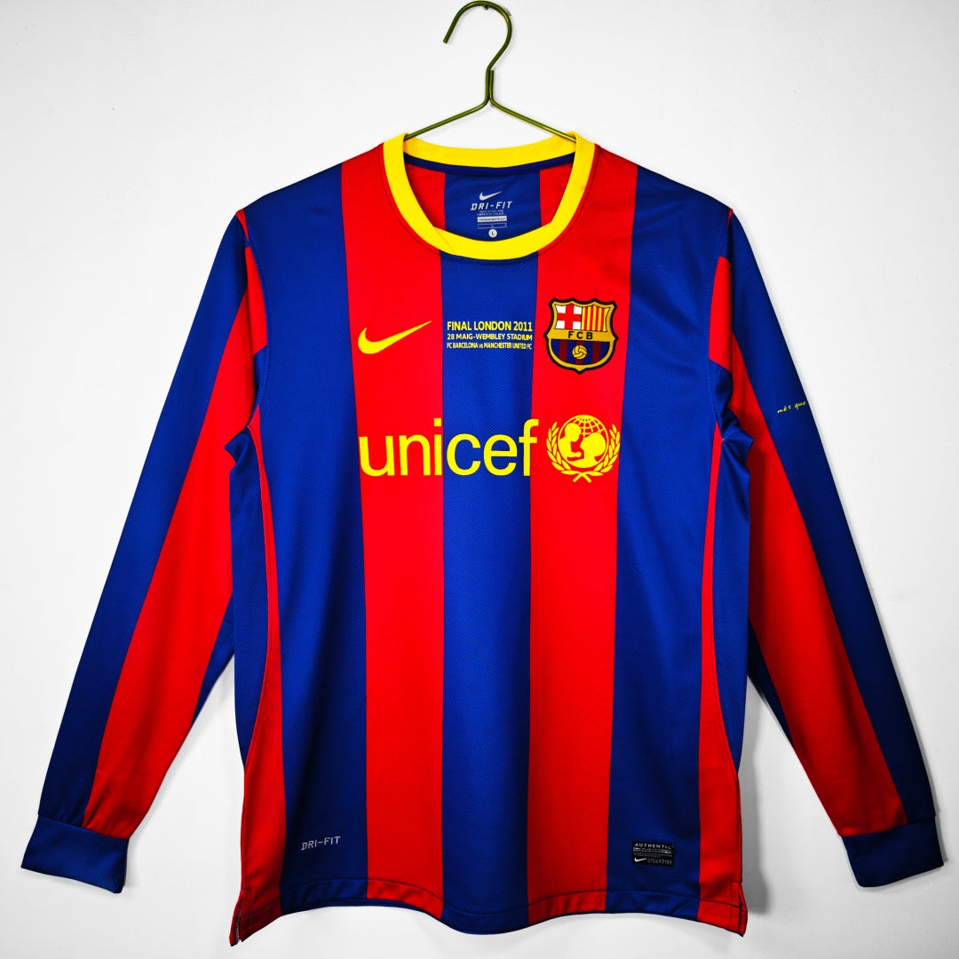 2010-2011 Maillot Barcelone Domicile Rétro Manches Longues