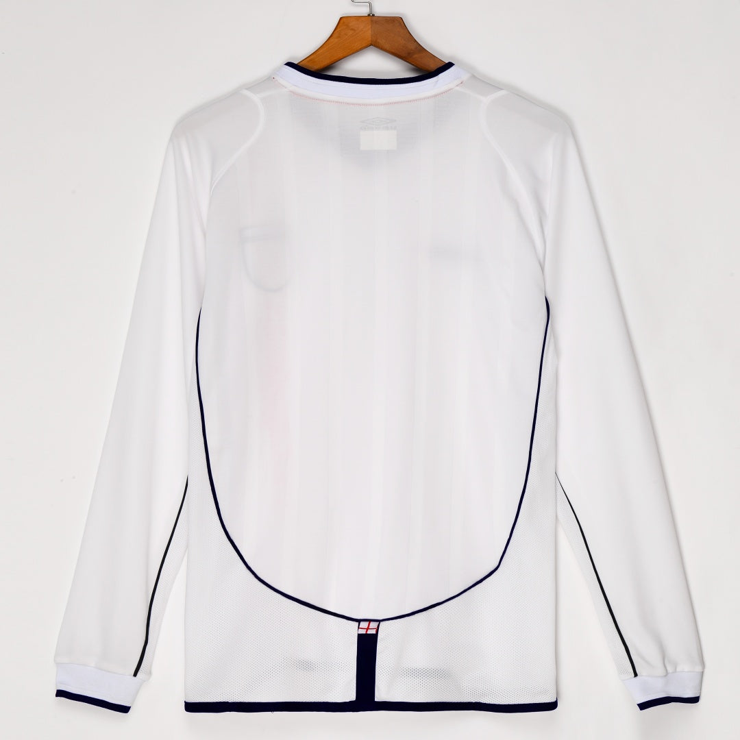 2002 Maillot Angleterre Domicile Retro Manches Longues