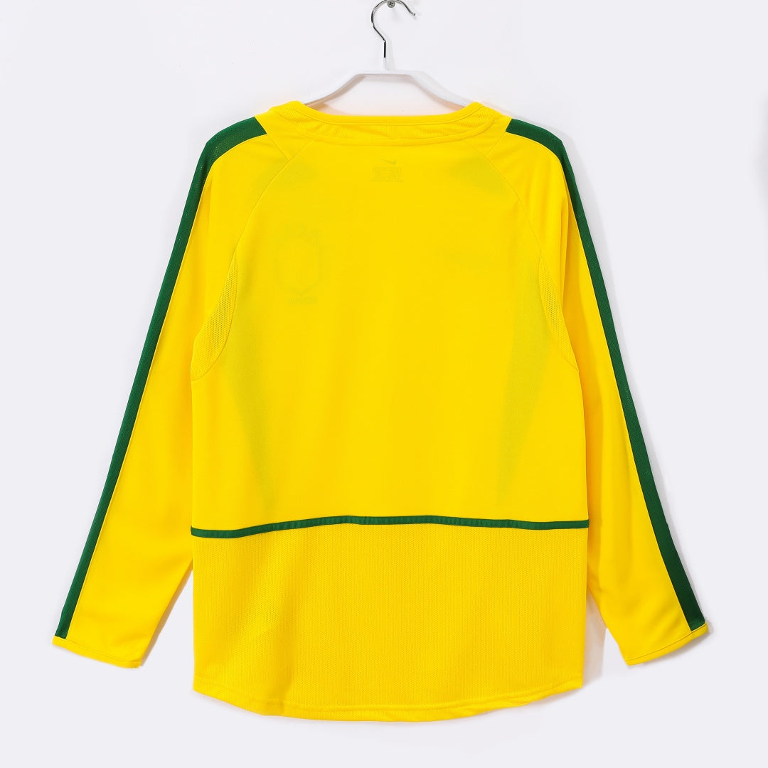 2002 Maillot  Brésil Domicile Rétro  Manches Longues