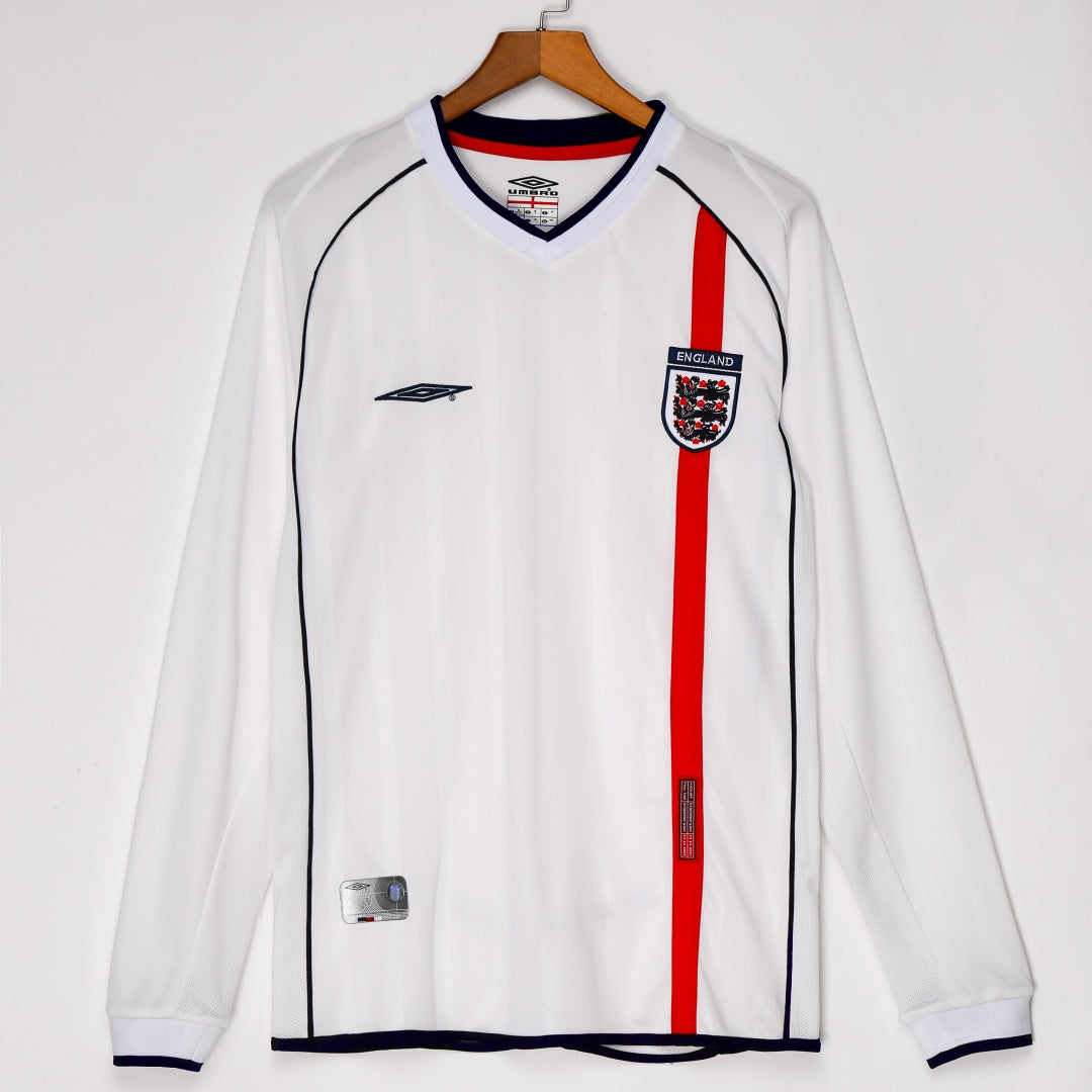 2002 Maillot  Angleterre Domicile Retro Manches Longues