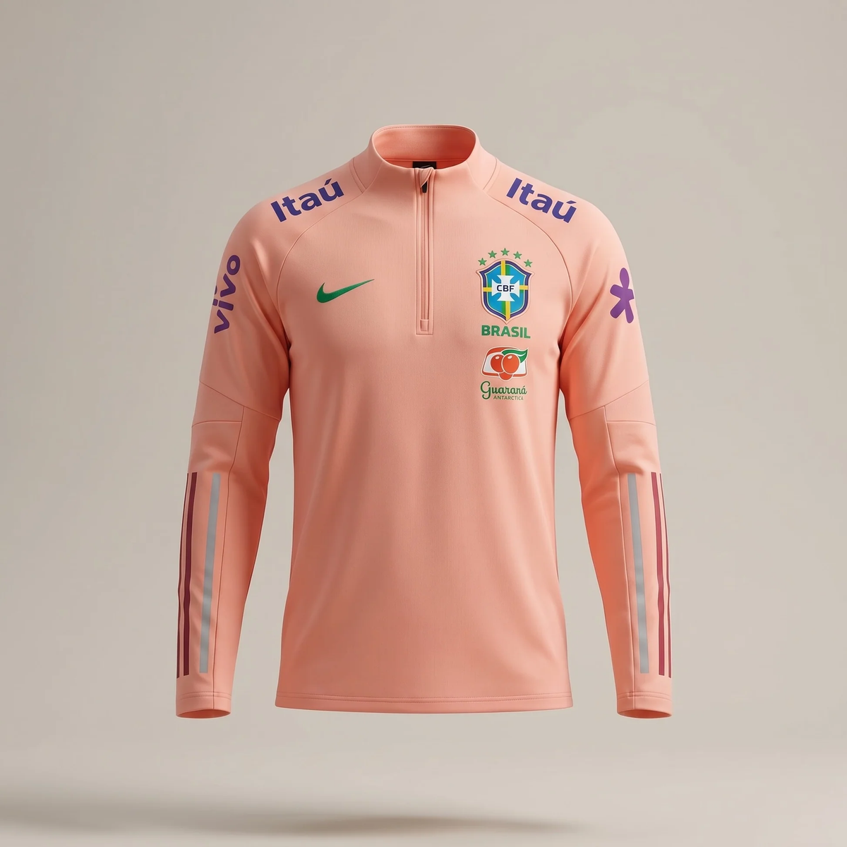 Veste du Brésil Zippé 2026 Longues training rose