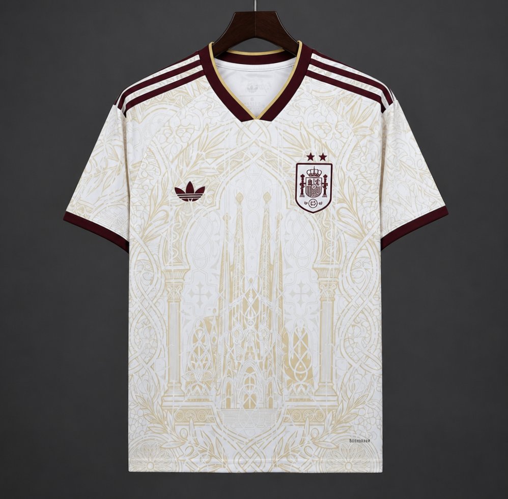 Maillot 2026 Espagne White Gold Literature Graphic Special