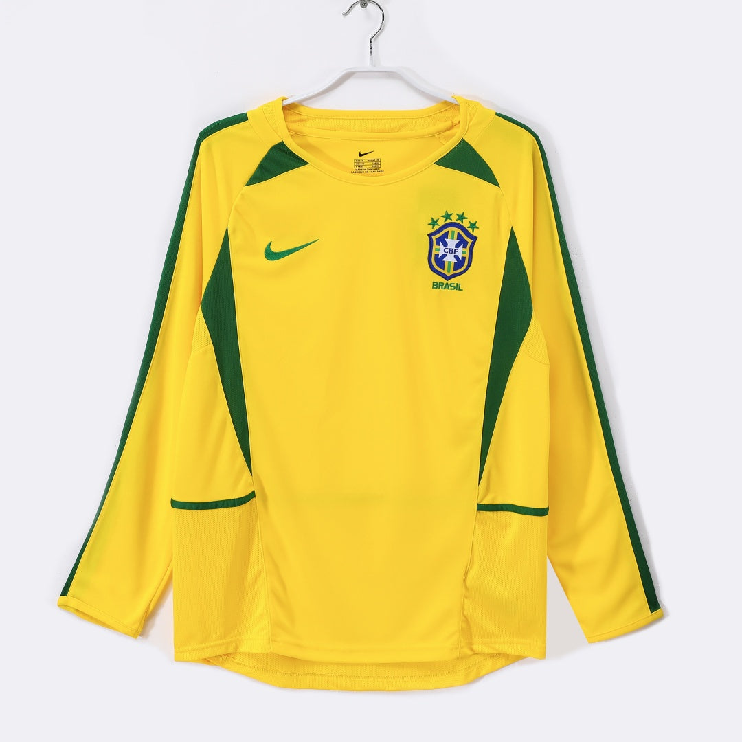2002 Maillot  Brésil Domicile Rétro  Manches Longues