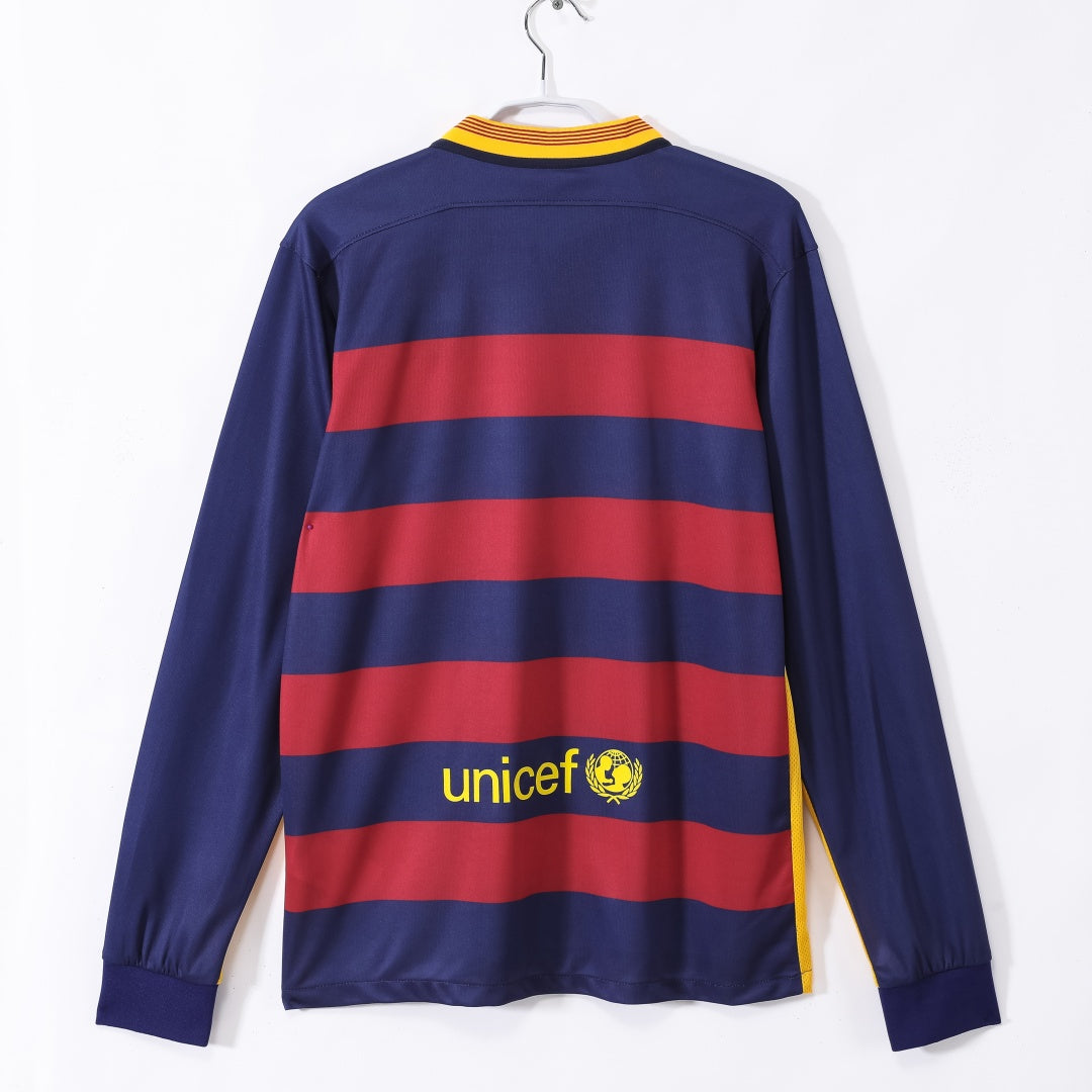2015-2016 Maillot Barcelone Domicile Rétro  Manches Longues