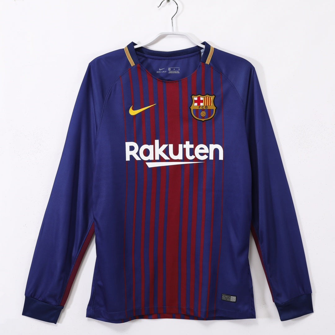 2017-2018 Maillot Barcelone Domicile Rétro  Manches Longues